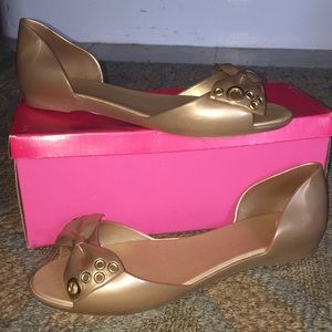 Jelly open toe slip on flats